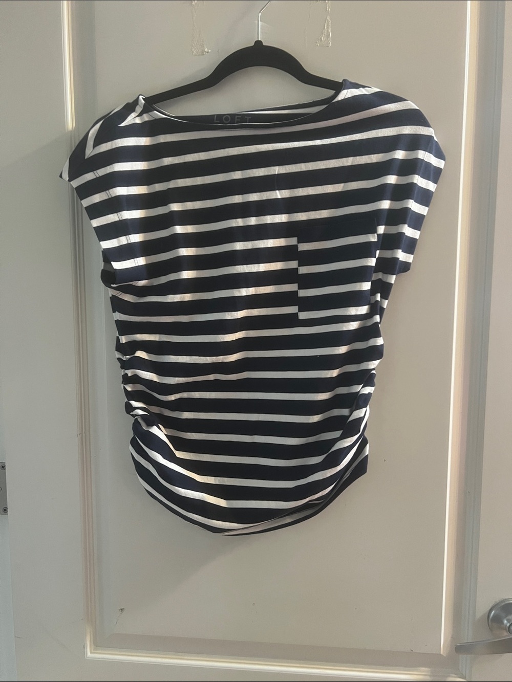 LOFT Navy & White Striped Dolman Sleeve Tee